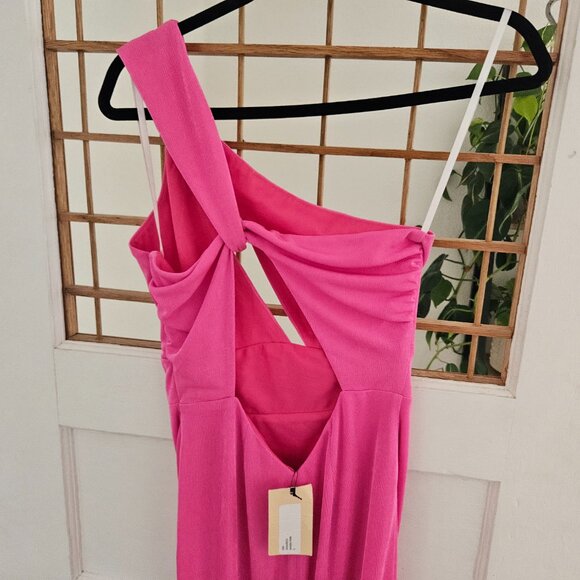 Katie May Ash Dress Barbie Pink One-Shoulder Sleeveless Cutout Bodycon Small S - Picture 9 of 13